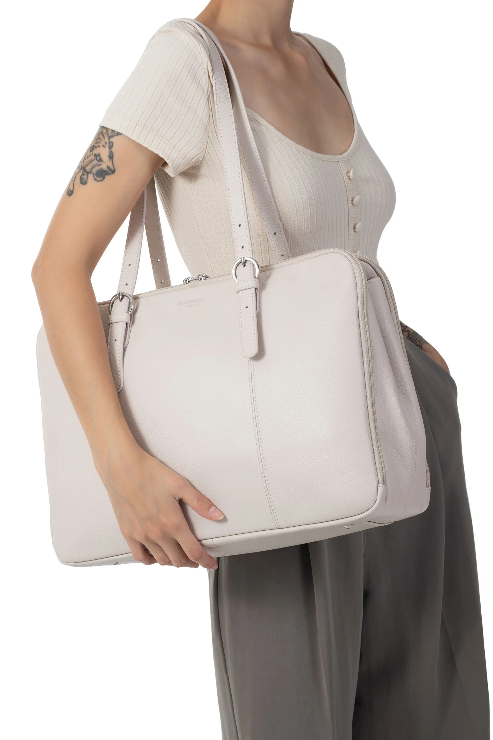 Sac porté épaule 2 anses - 15" & A4 - Cuir - Image 23